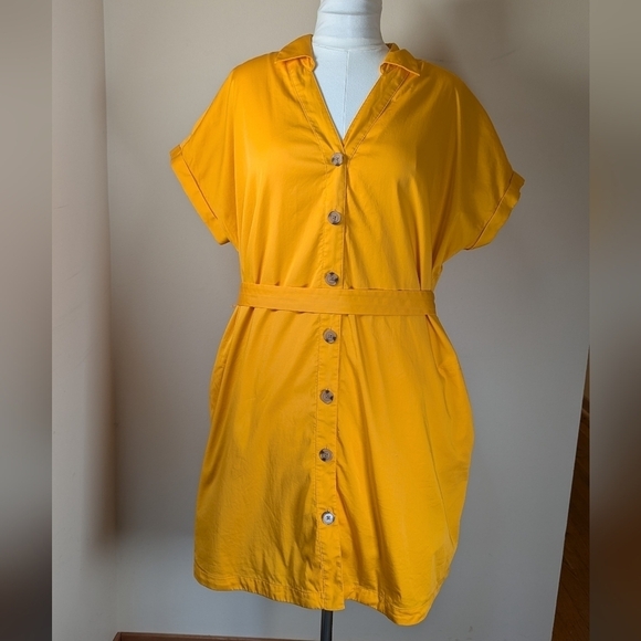 Nine West Golden Button-Down Shirt Dress – Sunshine Chic XL 🌞✨ - Picture 2 of 6